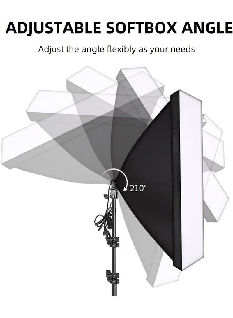 eWINNER Photography Rectangle Continuous SoftBox Lighting Kit 2set 50x70cm Softbox & 2set Light Holder Stand Photo Studio Equipment Set - Image 3